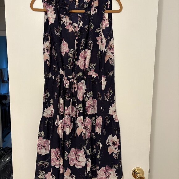 Rebecca Taylor Navy Magnolia Crepe Dress Size 4 - Picture 2 of 8